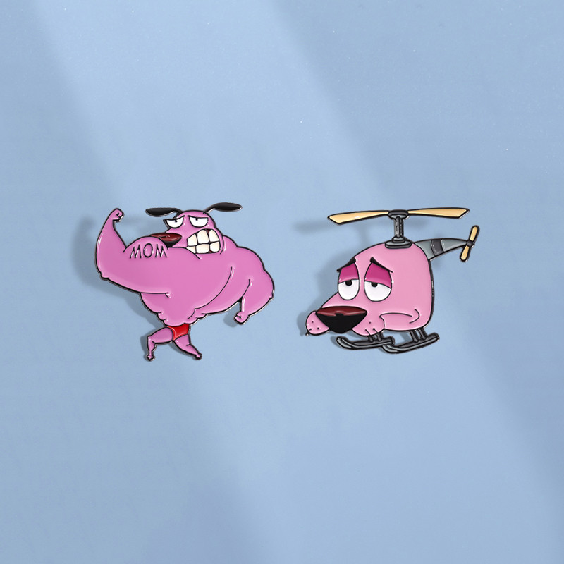 Funny Courage The Cowardly Dog Brooch Anime Movie Muscle Dog Pin Lapel ...
