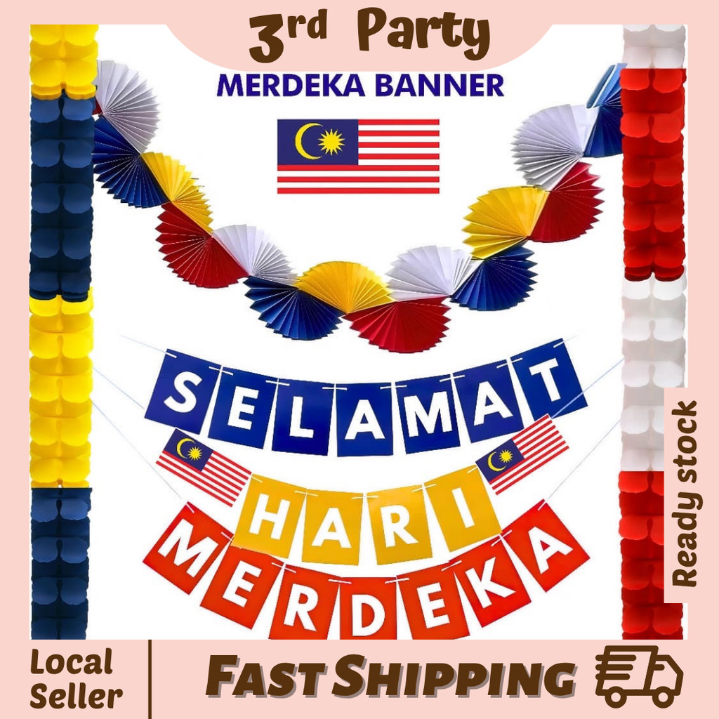 🇲🇾Selamat Hari Merdeka Banner Bunting Garland Malaysian Flag Colour ...