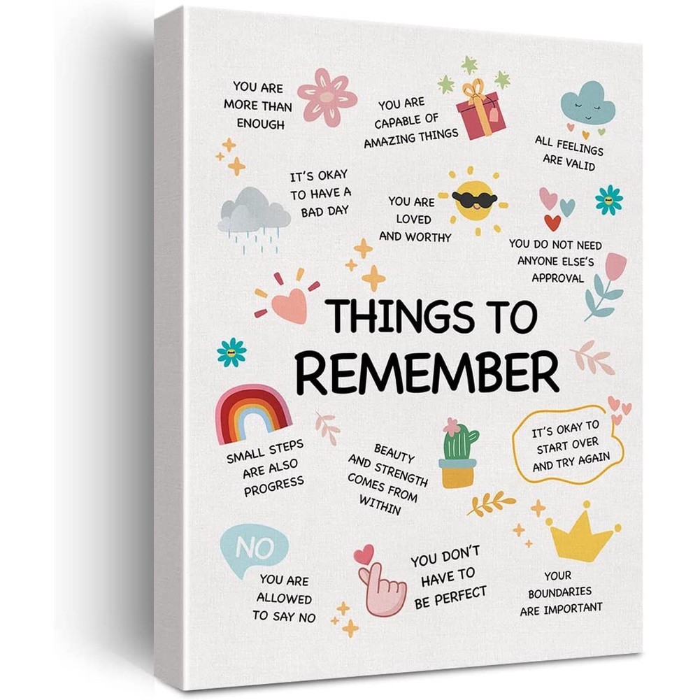 Canvas Wall Art Positive Wall Art Things to Remember Mental Health ...