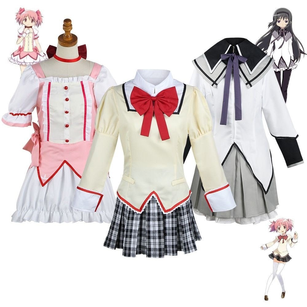 Mahou Shoujo wig battle suit dress skirt magical anime girl Puella Magi ...