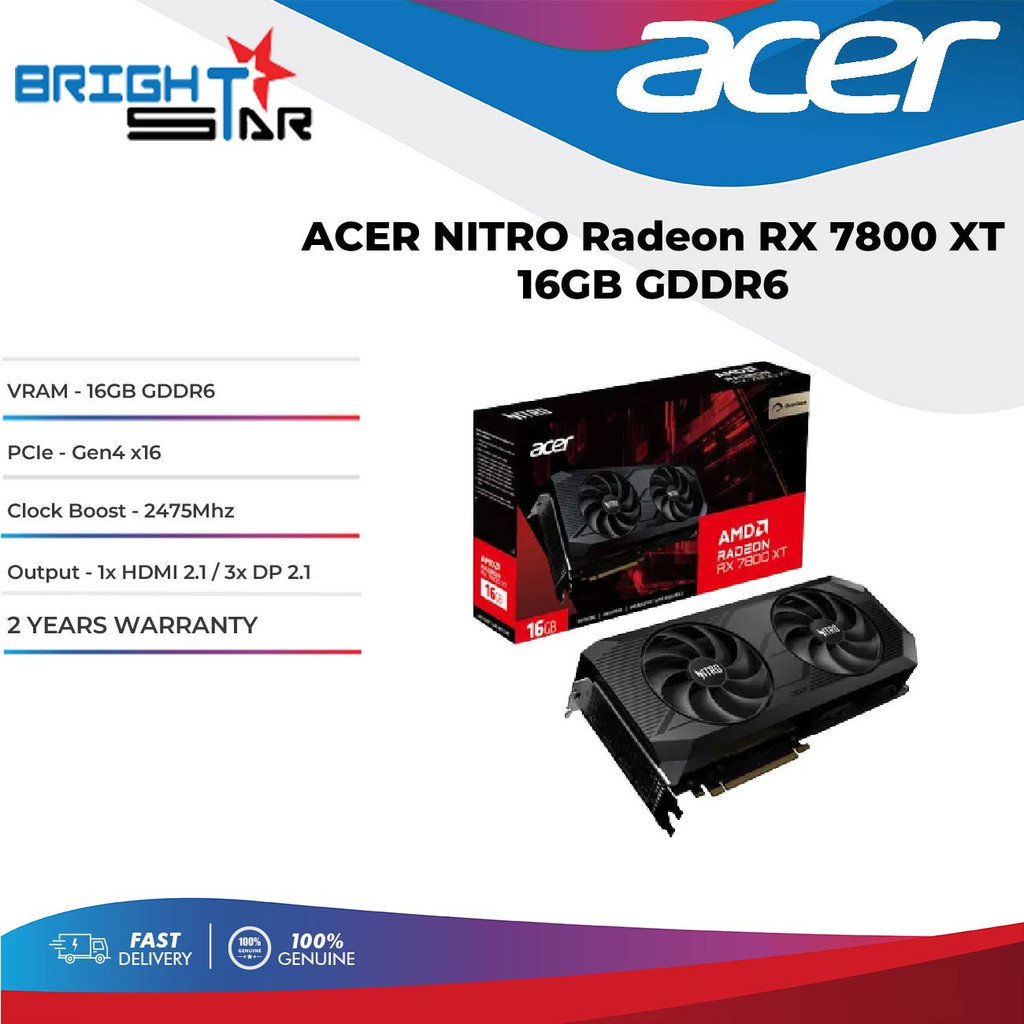 ACER NITRO Radeon RX 7800 XT OC 16GB GDDR6 Graphics Card | Shopee Malaysia