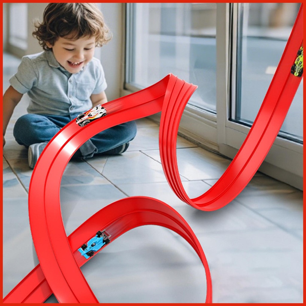 Car Track Toy Car Ramp Track with Racecars and Suction Cups Portable ...