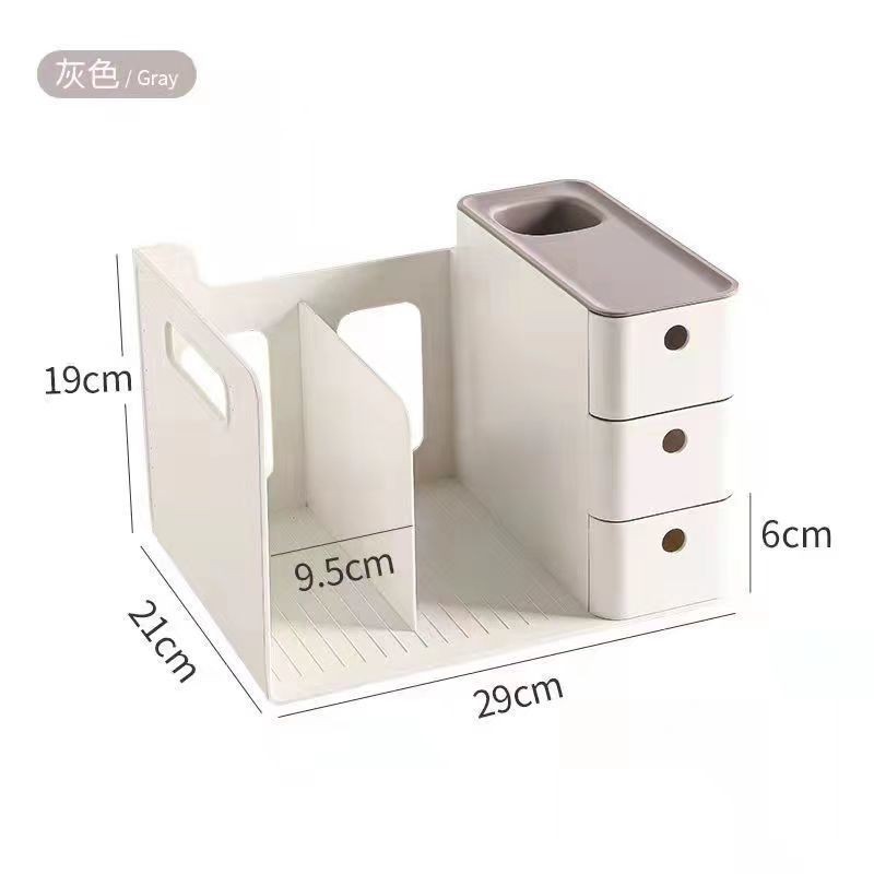 Desktop Bookshelf Book File Storage Box Student Bookend Shelf Drawer ...