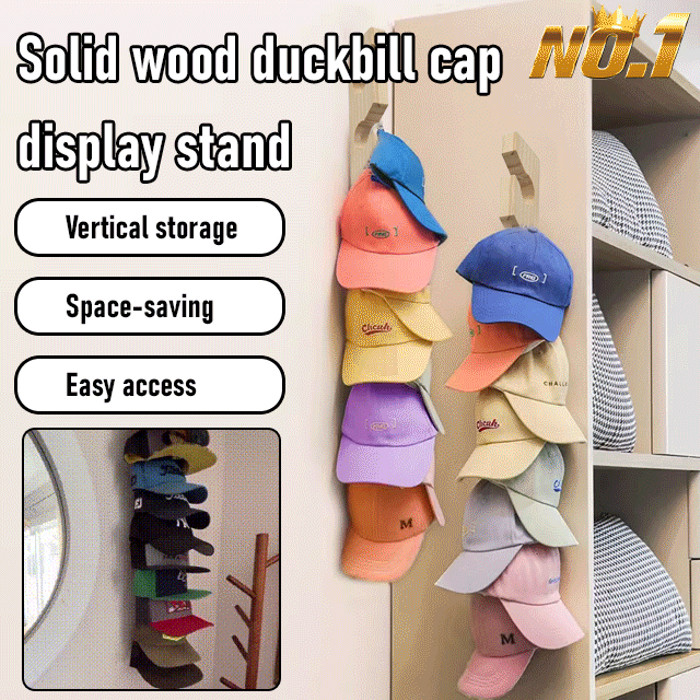 Wall-mounted Solid Wood Cap Display Rack Hat-Rack-Stand Rack-Coat-Rack ...