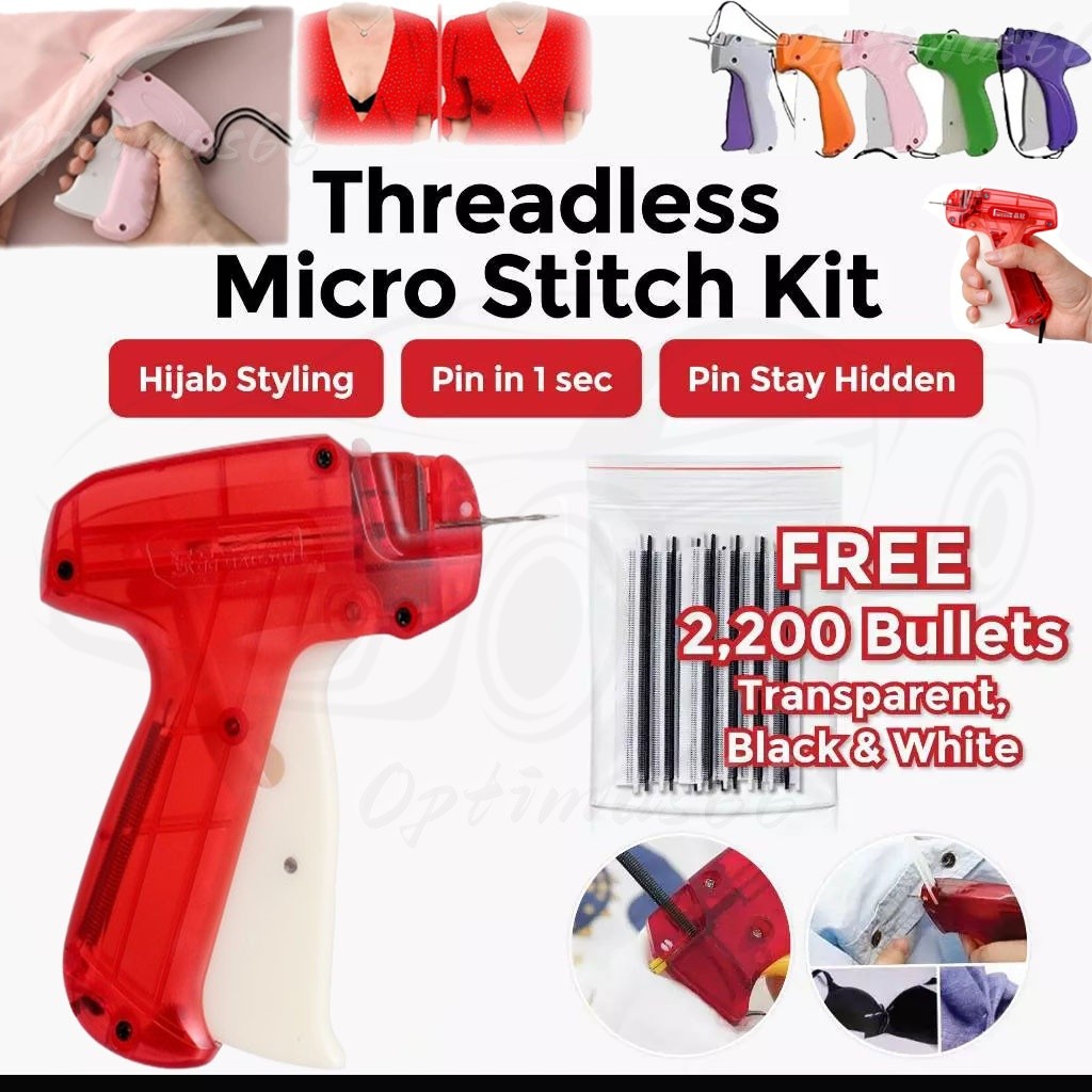 Micro Stitch Gun for Clothing, 6 Needles and 2000Pcs Pins Tudung Hijab ...