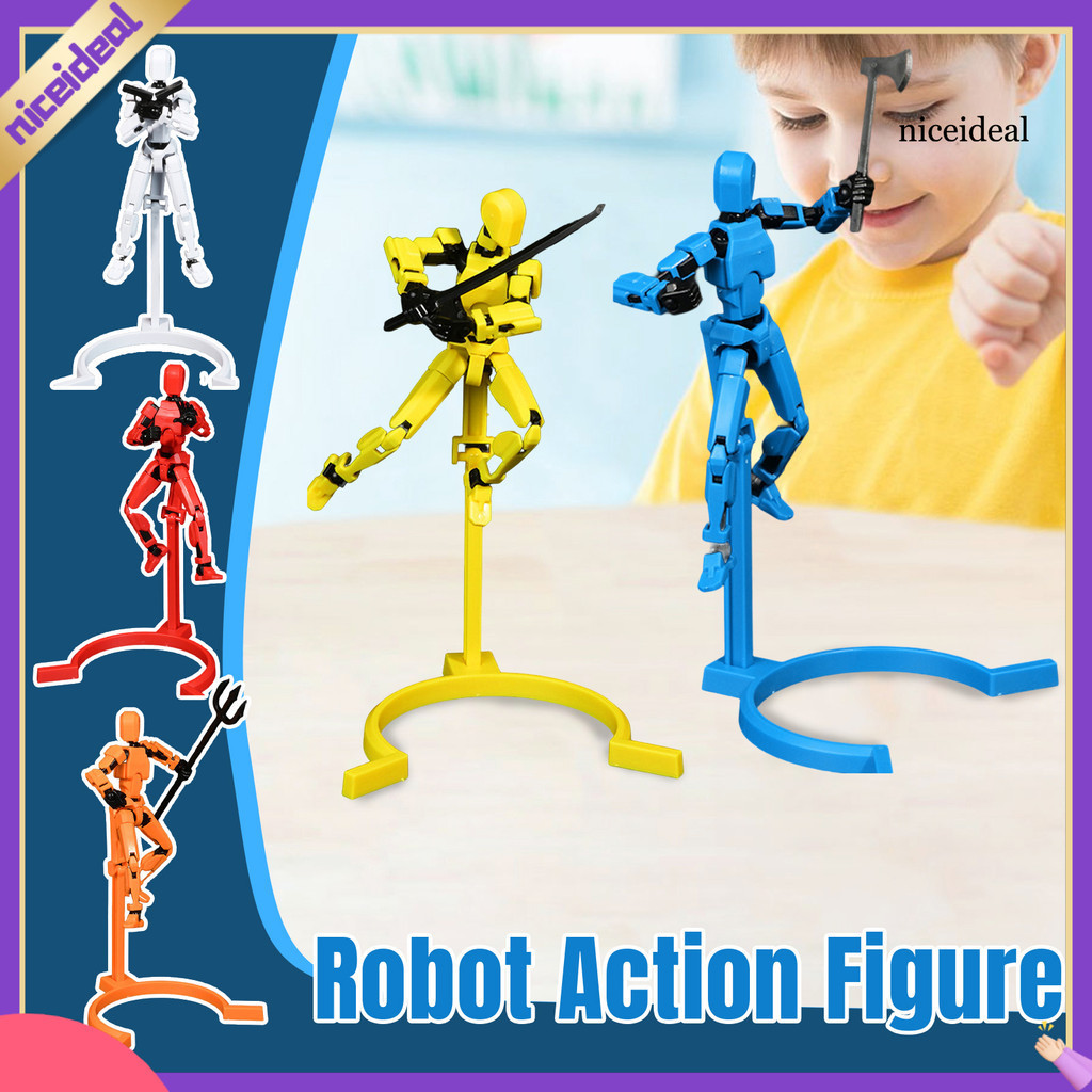 1 Set Robot Action Figure with Stand Accessories Multi-jointed Movable ...