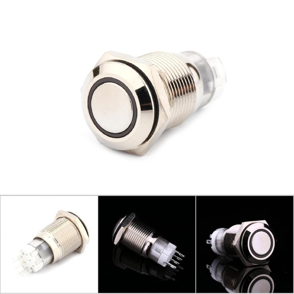 Treee Car StylingWhite Light Hot Auto Metal LED Power Push Button ...