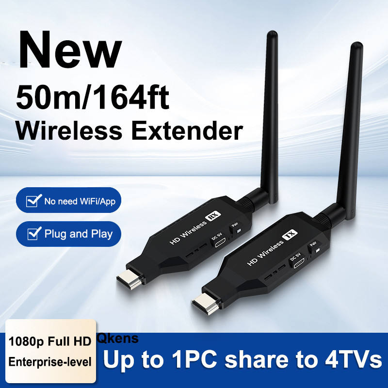 NEW 1080P 50M HDMI Wireless Audio Video Transmitter Receiver Extender ...
