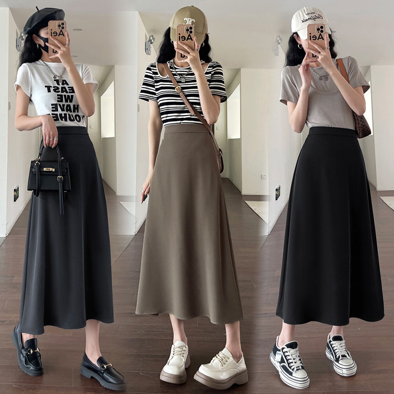 Readystock Women Skirt High Quality A-Line Plain Skirt Long Skirt