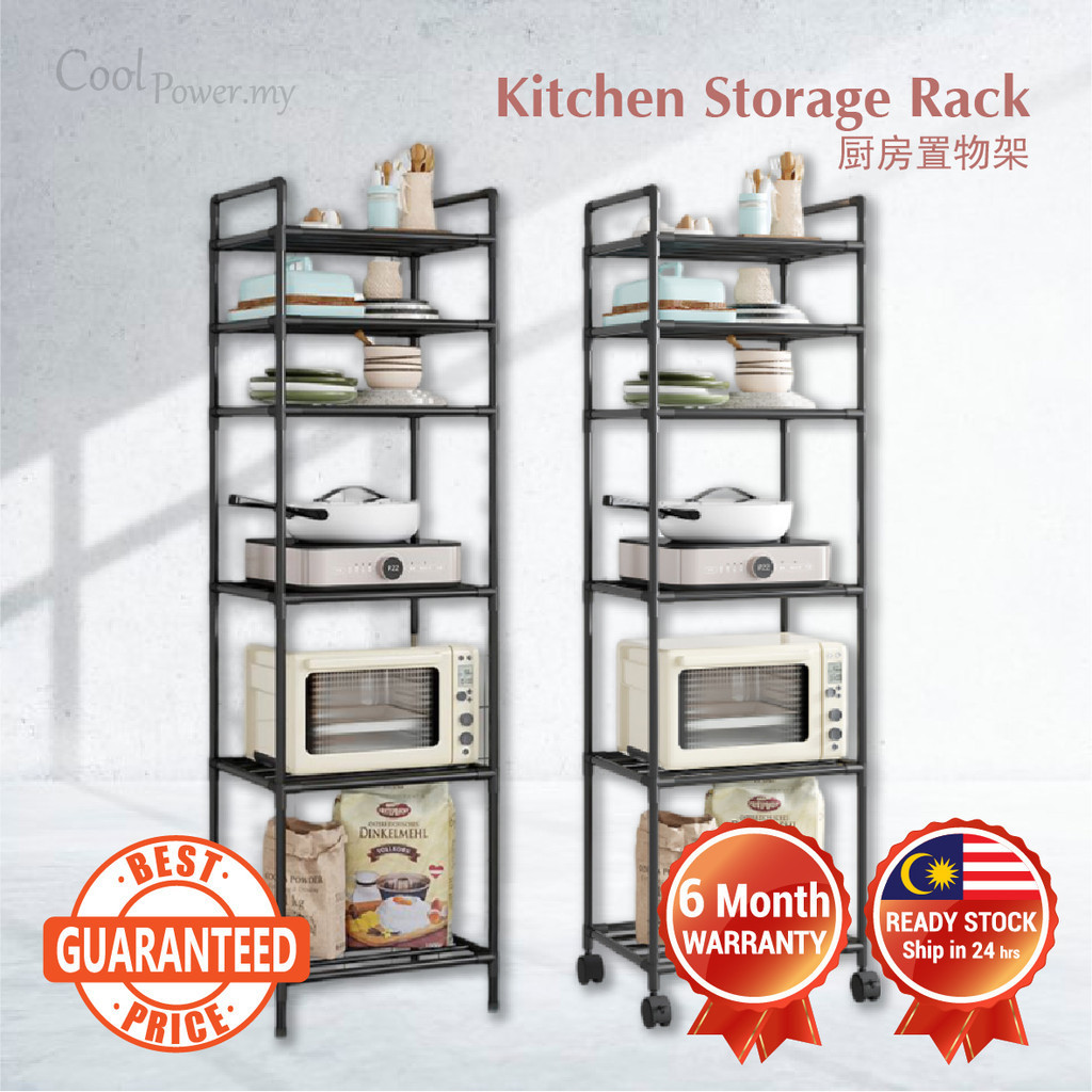 Kitchen Storage Rack Multi-function Pot Rack With Wheel Floor Standing ...