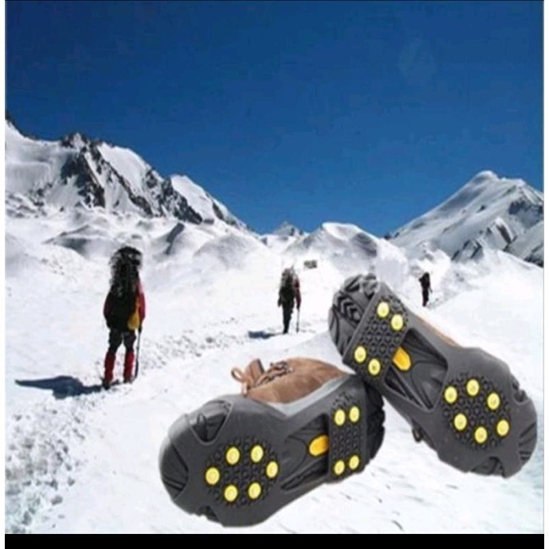READYSTOCK 10 Stud Universal Ice No Slip Snow Shoe Spikes Grips Cleats Crampons Winter Climbing Shopee Malaysia