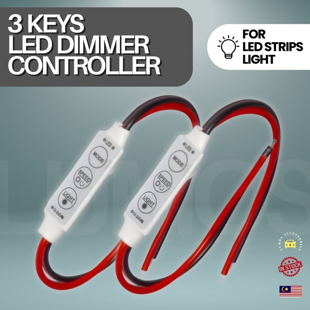 Mini 3 Keys LED Controller Dimmer Switch 12V Light Regulator for Single ...