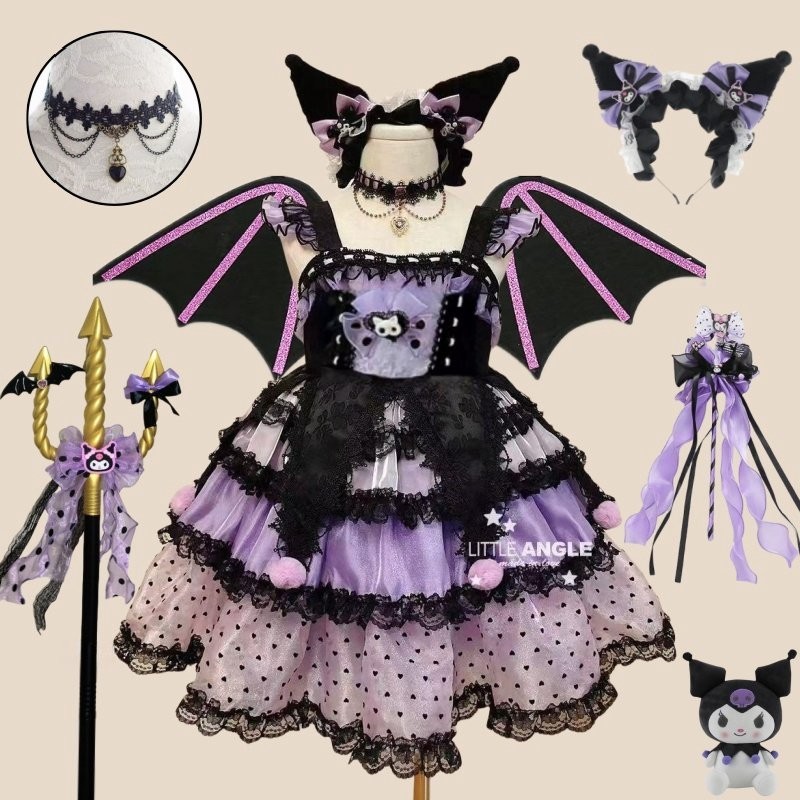 2025 Batang Babae Halloween Kuromi Cosplay Costume Kids Girl Summer 