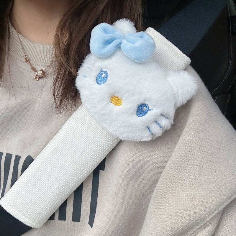 Kitty Cat Car Safety Belt Shoulder Pad Cover Anti-Strangulation Neck ...
