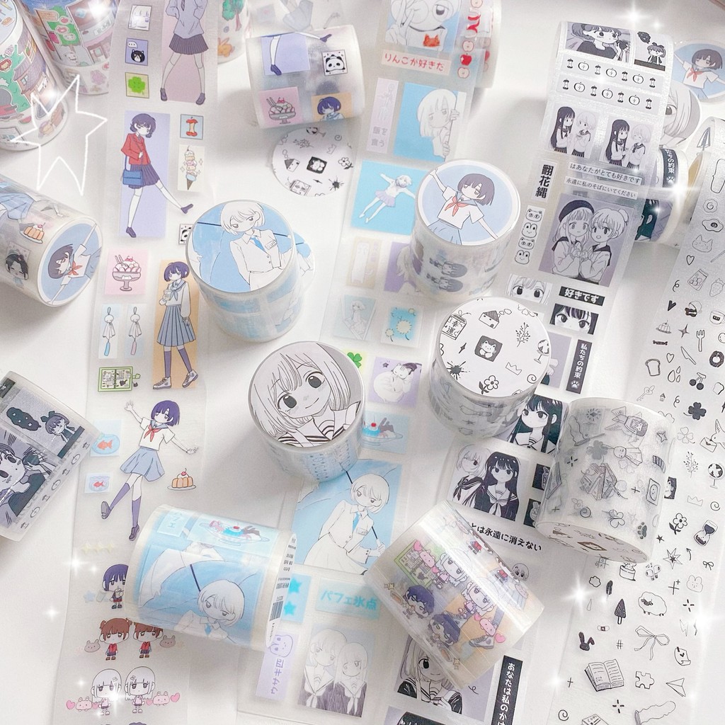 New Product PET Die-Cut Sticker Roll Handbook Sticker Cute diy | Shopee ...