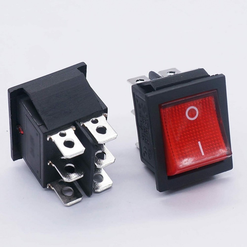 Switch Panel Mount Plastic Rocker Switch W/RED Neon Lamp AC 250V/125V ...