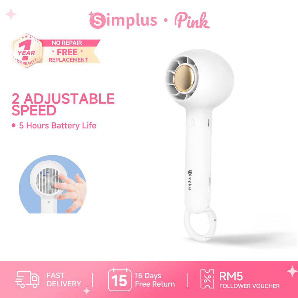 Simplus Pink 35dB Ultra Quiet Light Weight 2 Speed Portable Mini Fan ...