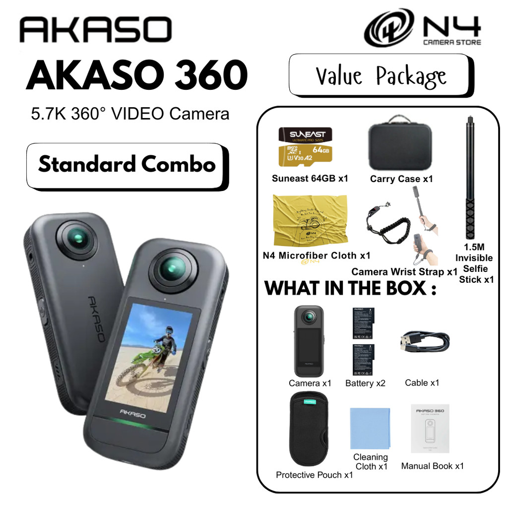 AKASO 360 - Action Camera | 5.7K 360 Video | 72MP 360 Photos | Dual 1/2 ...