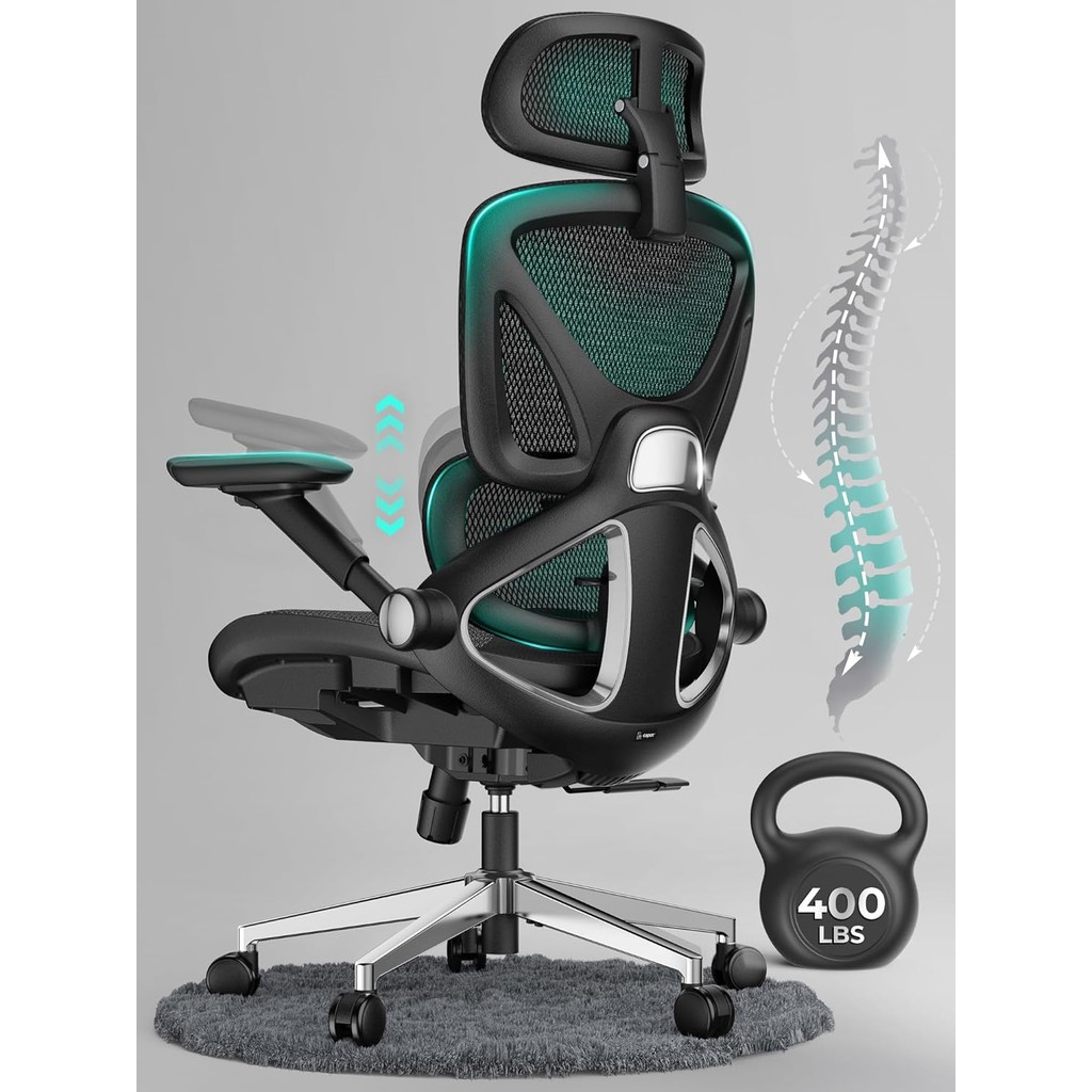 CAPOT Ergonomic Mesh Office Chair, Adjustable Lumbar High Back Desk ...