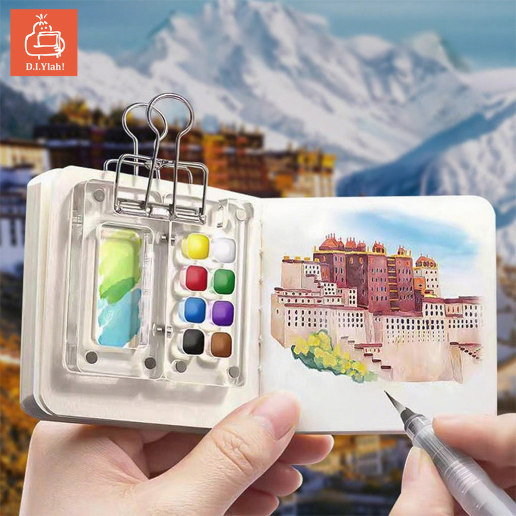 Mini Watercolor Paint Box Transparent Acrylic Box Portable Mini ...