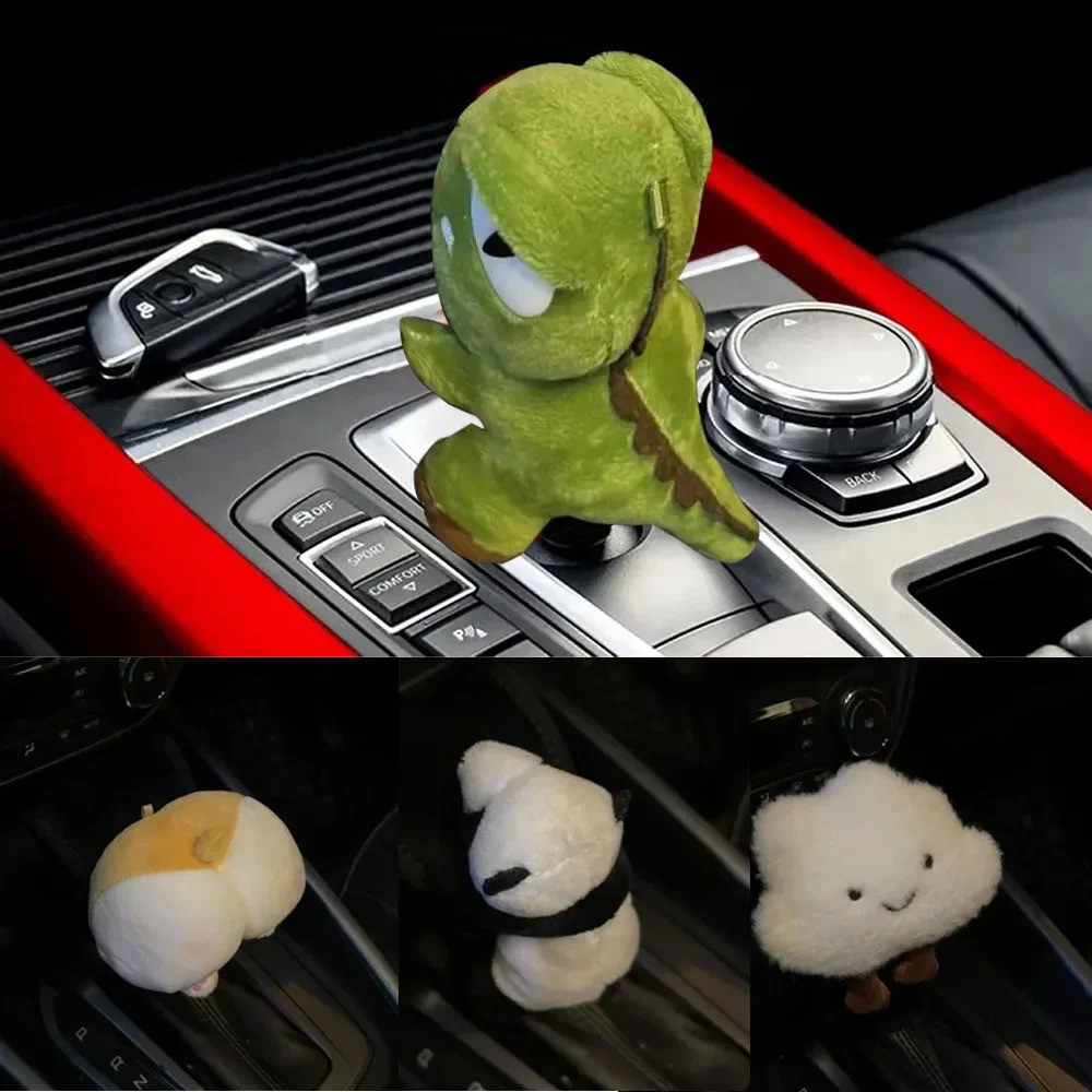 Car Handbrake Covers Cute Cartoon Gear Shift Knob Handle Plush Sleeve ...