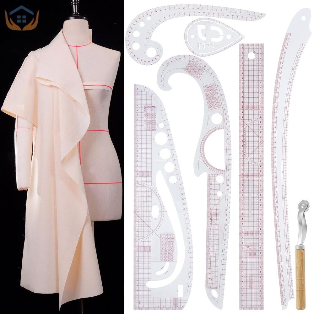 7Pcs Sewing Ruler Set French Curve Clear Ruler for Pattern Maker ...