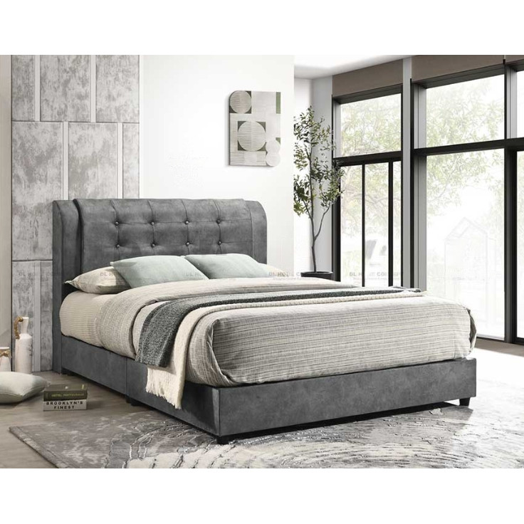 Public Furniture High Quality Velvet Grey Bed Katil Divan Bed Single Super Single Queen King Bed Shopee Malaysia