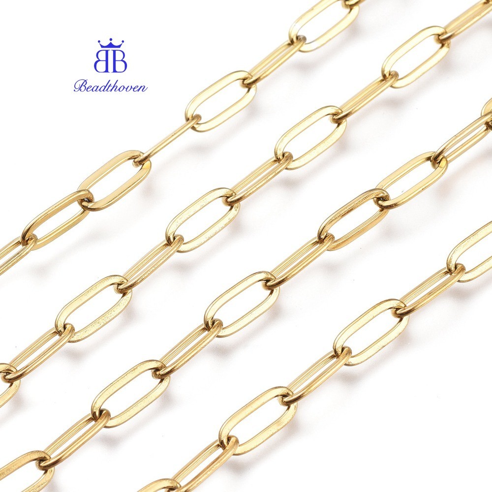 1m 3.28 Feet Ion Plating(IP) 304 Stainless Steel Cable Chains Paperclip