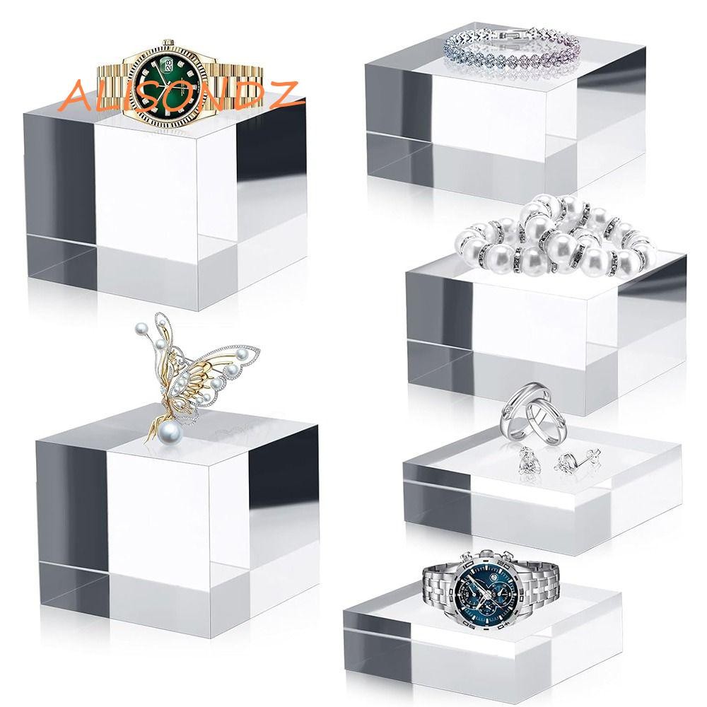 ALISONDZ Jewelry Display Riser Stands, Polished K9 Crystal Acrylic Cube ...