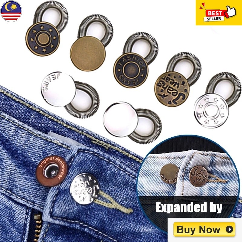 ZDD Portable Spring Metal Button Extender for Jeans Magic Scalable Free ...