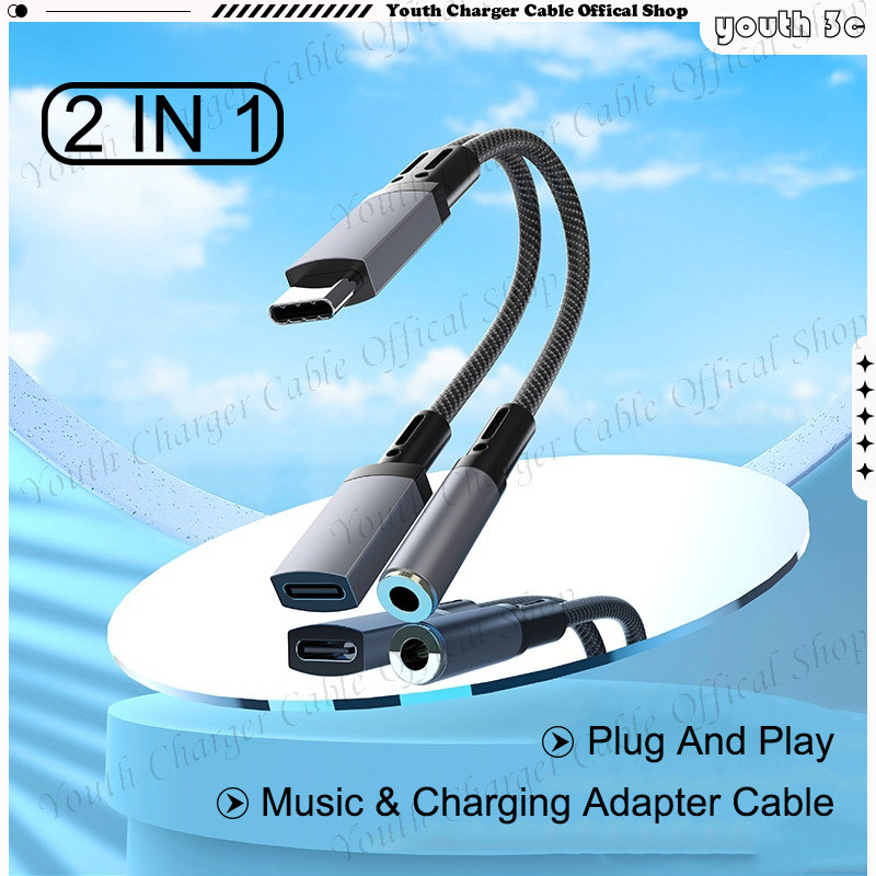 2 in 1 Type C 10W Fast Charge to 3.5mm Digital Audio Converter HiFi ...