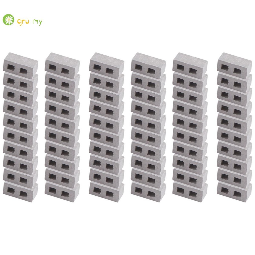 60 Packs Cinder Blocks 1/12 Scale Mini Bricks Concrete Miniature Bricks ...