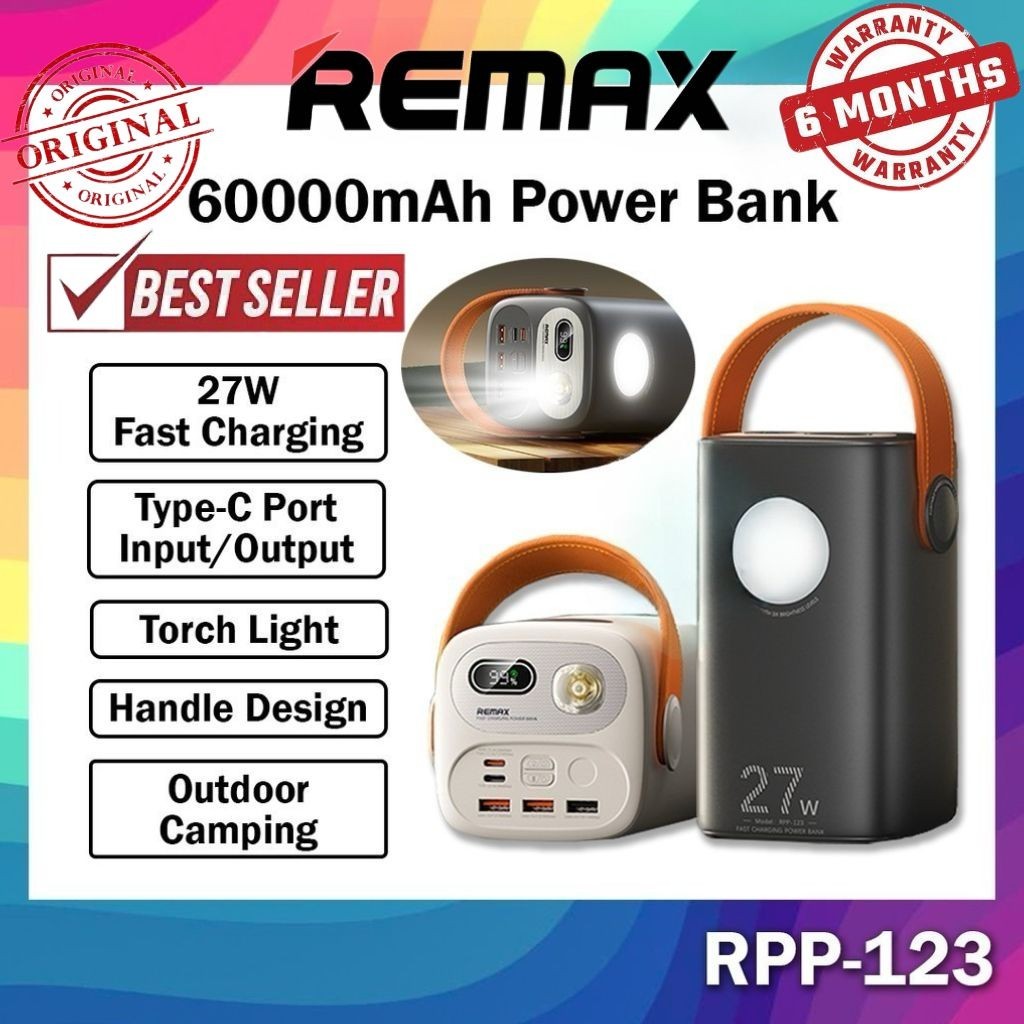 Remax RPP-123 60000mAh Powerbank 27W Fast Charging Camping Power Bank ...