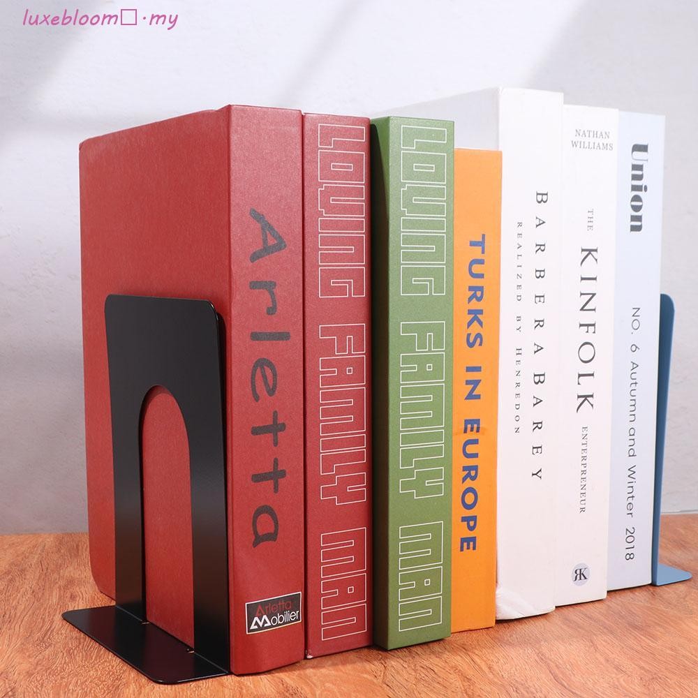 LUXEBLOOM Desk Bookends, INS Display Iron Book Stand, Desktop Organizer ...