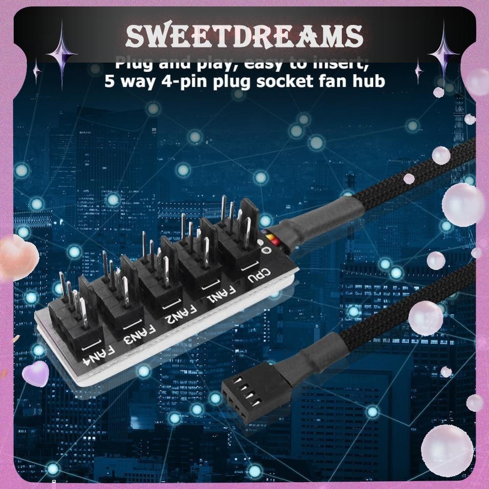 40cm 1 to 5 4-Pin PWM Fan CPU HUB Splitter PC Case Chassis Cooler Power ...