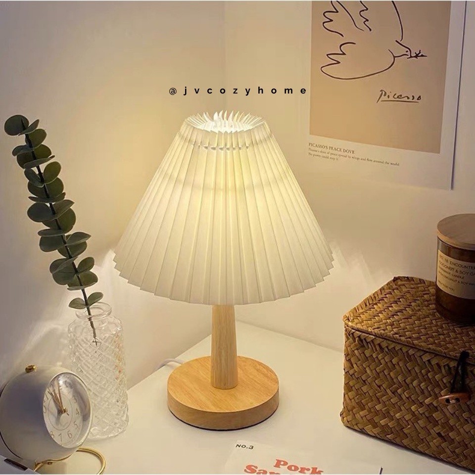 Lampu Tidur Pleated Bed Lamp Table Lamp USB Bedroom Night Light LED ...
