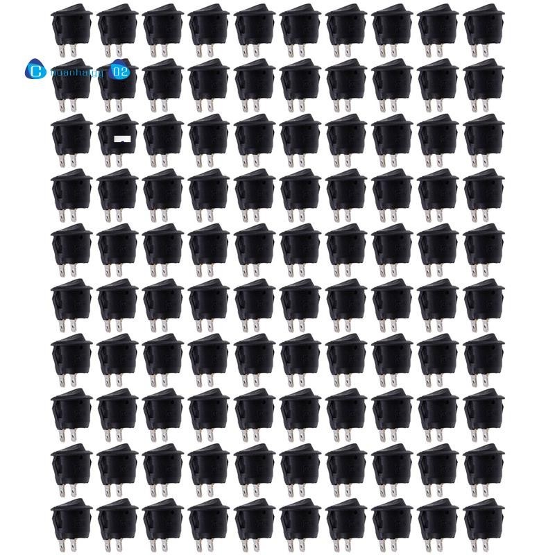 100PCS Round Rocker Power Switch 6A 250V AC 2Pin 2Position ON/Off Power ...