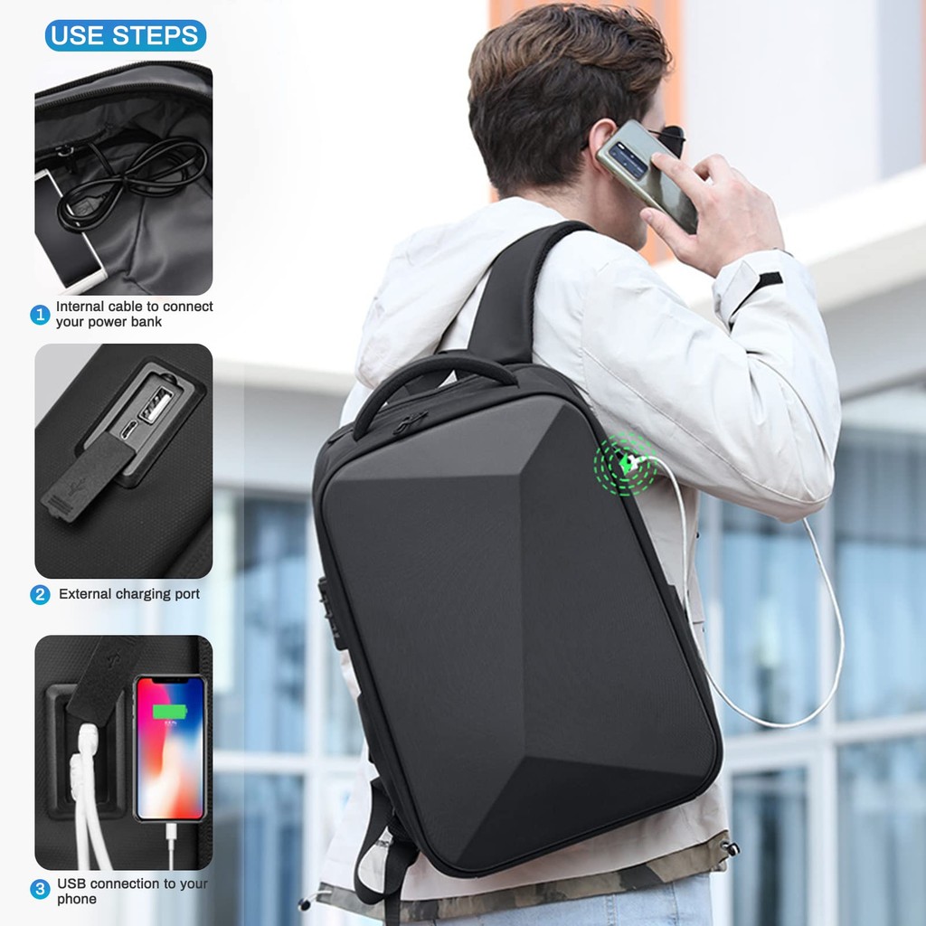 Hard Shell Backpack Expandable16inch Laptop Shoulder Bag Anti-Theft ...