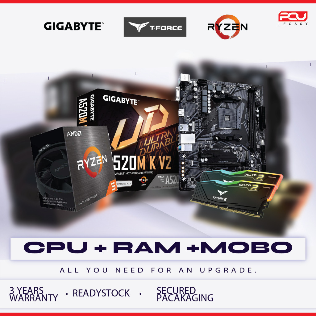 # PCU LEGACY # AMD RYZEN CPU MOBO RAM COMBO SET / RYZEN 5 5500 5600 ...