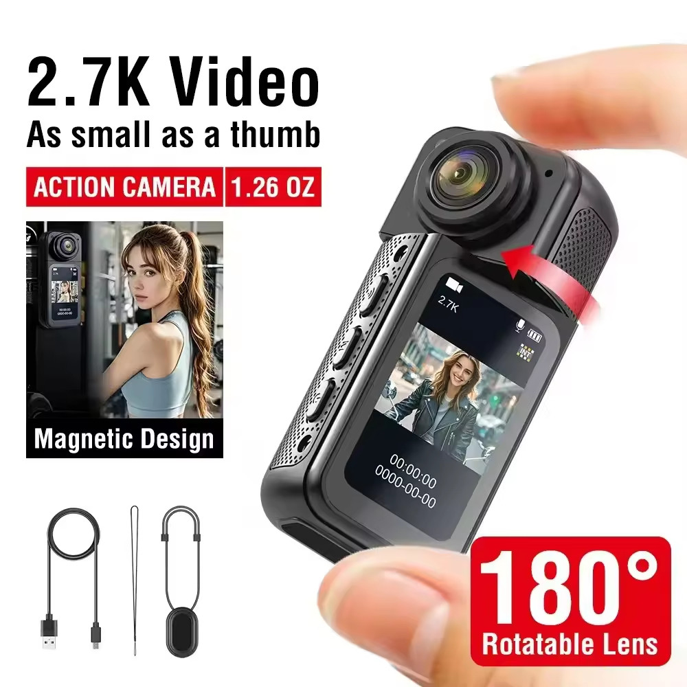 Mini Action Camera Video Digital Camera 2.7K/30FPS WiFi Connection ...