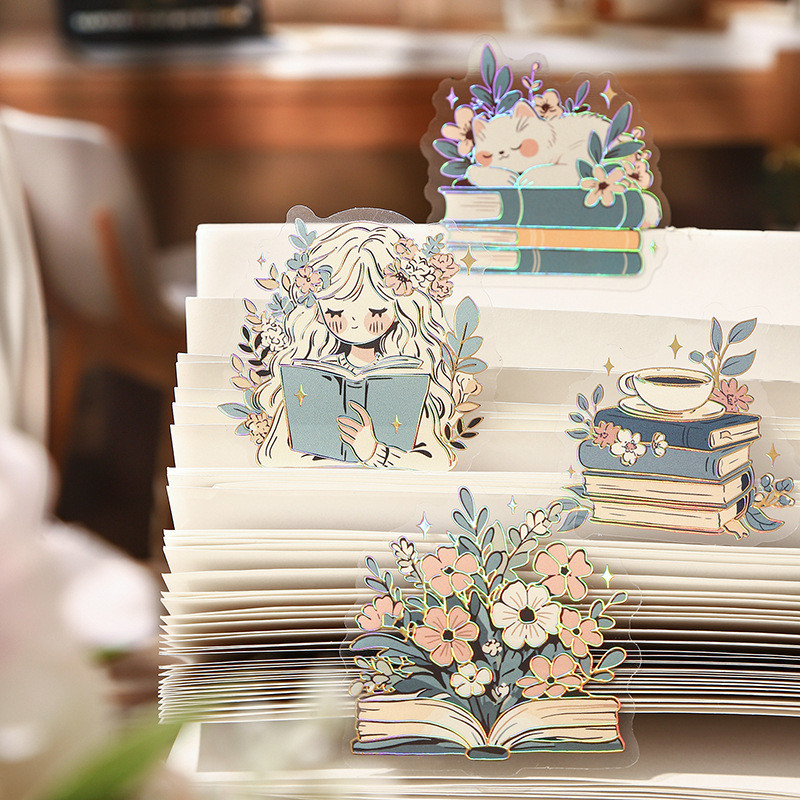 Cdaily|10 Sheets into Book Theme Gilding Sticker Pack Book Fragrance ...