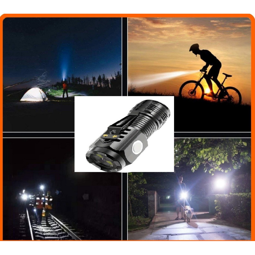 High Powerful Mini Flashlight USB Rechargeable Five Lighting Modes ...