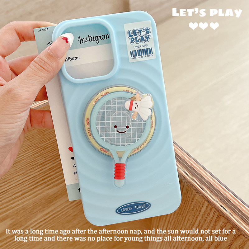 Rotating Badminton Phone Case for iPhone 16 15 14 13 12 11 Pro Max Plus