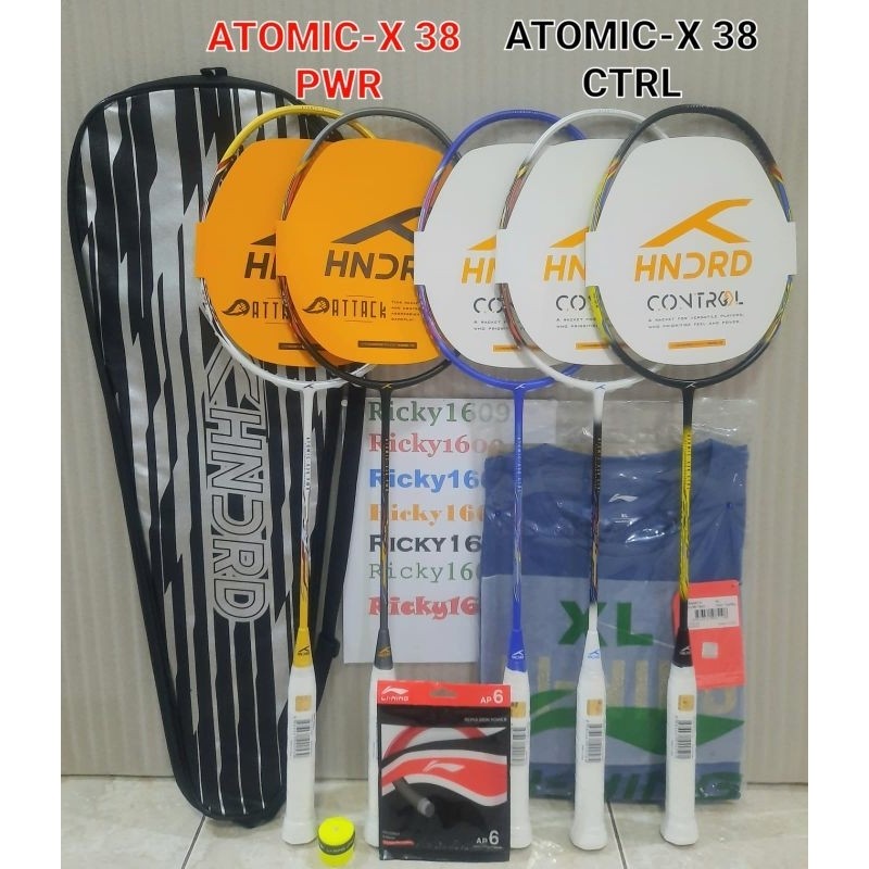 Badminton Racket HUNDRED ATOMIC-X 38 POWER - ATOMIC-X 38 CONTROL - HEAD ...