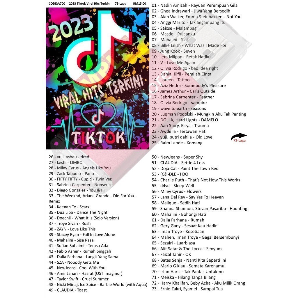 Pendrive Usb Song Lagu 2023 Tiktok Viral Hits Terkini Mp3 a700 D1