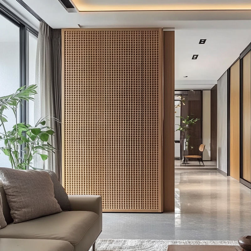 Rattan Solid Wood Screen Partition Mobile Living Room Office Bedroom ...