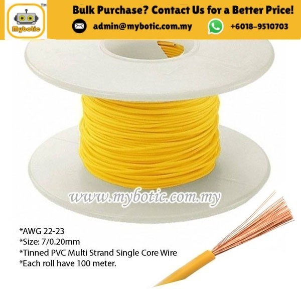 Tinned PVC Multi Strand Single Core Multicore Wire AWG 22-23 (7/0.2mm ...