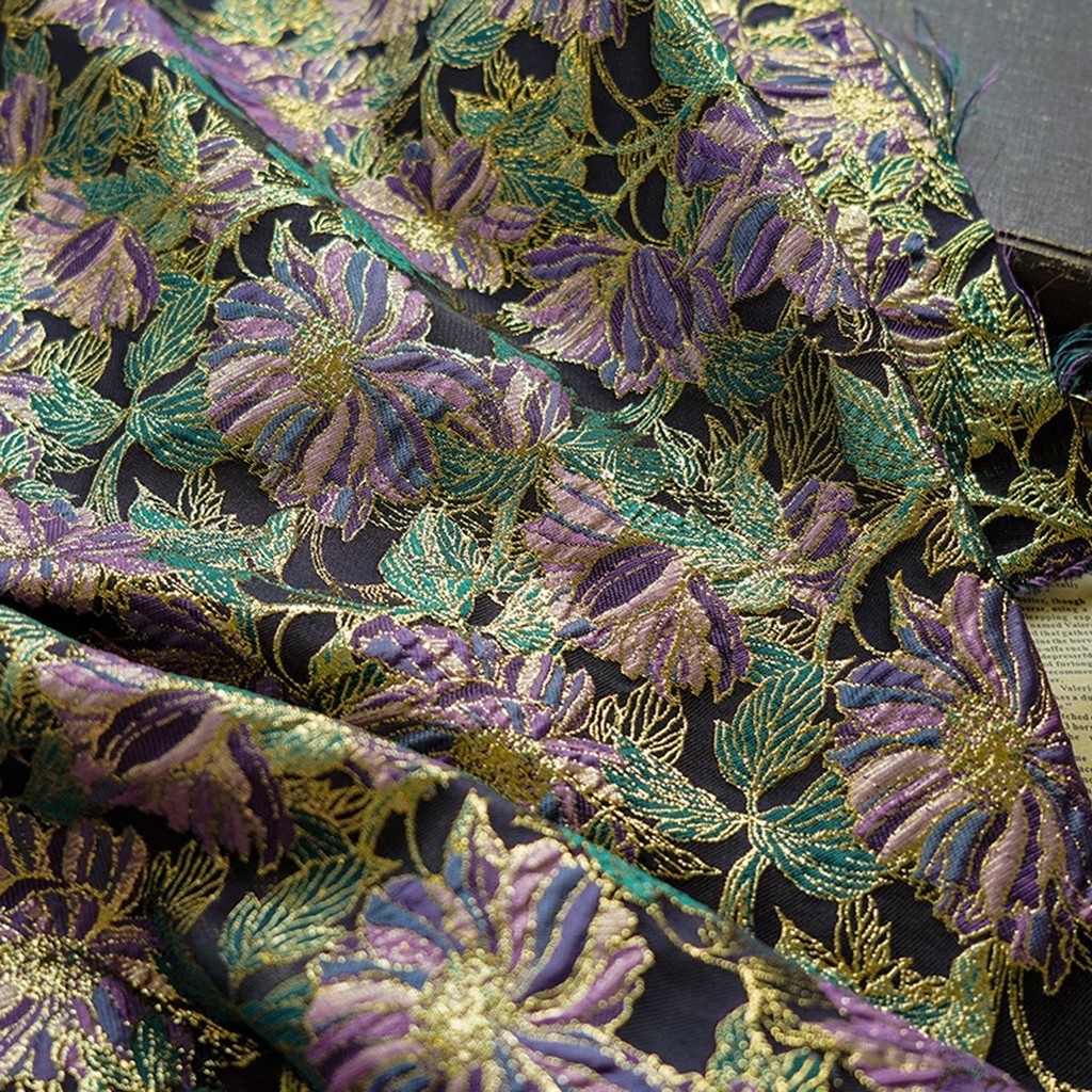 Fabulous Floral Foil on Gold Coloured Yesha Silk