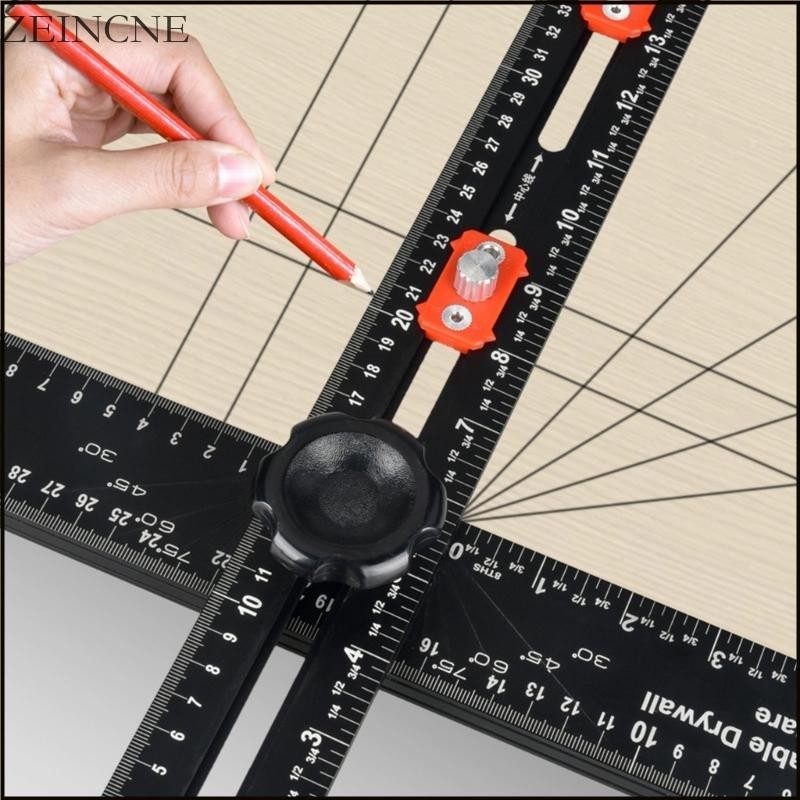 Zein T-shape Ruler Woodwork 2 in 1 Drilling Positioning Ruler Scribe ...