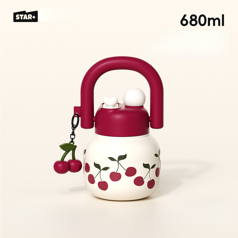 【LUCKY】STAR+ Thermos Cup Cute Thermal Water Bottle Portable with Straw